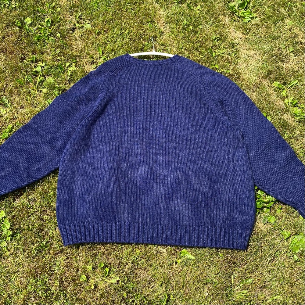 Vintage LANDS END Sweater Mens XXL American Flag Heavy Weight Knit Pullover 90s - Picture 4 of 5